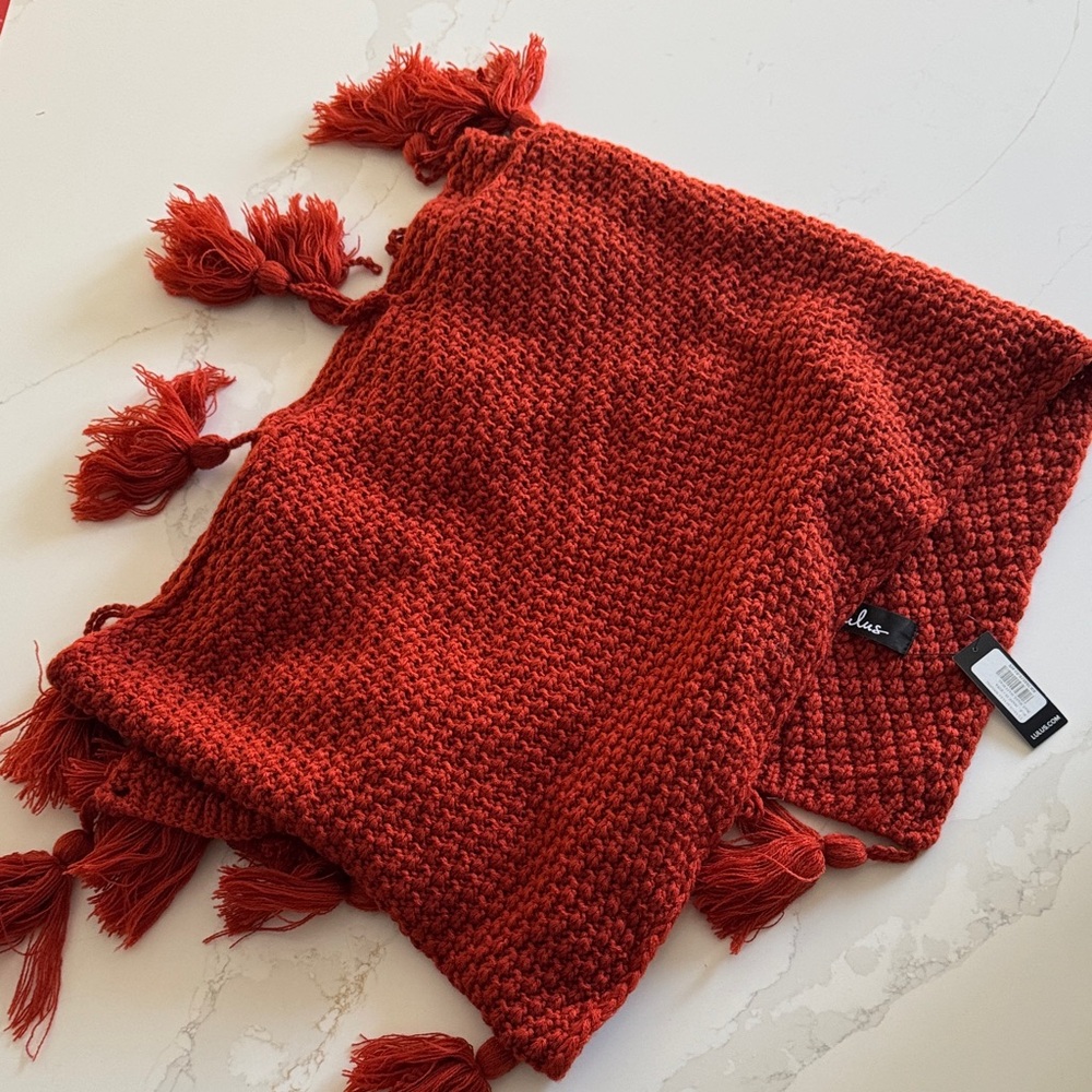 Lulu's Red Knit Scarf with Tassels